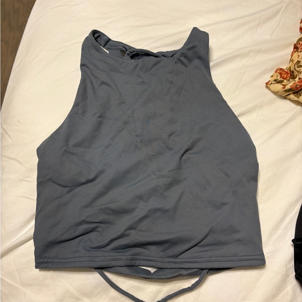 Gray High Neck Tank Top
